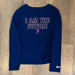 Nike Kids Blue Long Sleeve Tee with Pink Print